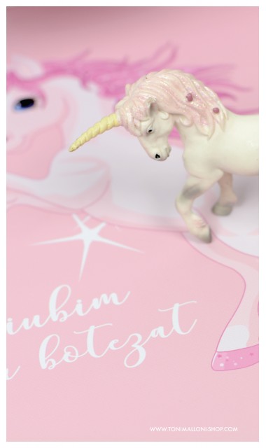 Trusou de  botez cu unicorni roz pentru fete, set complet biserica, Unicornul Roz 3